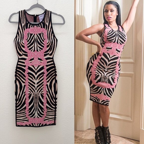 Herve Leger Dresses & Skirts - Herve Leger Art Print Knit Bodycon Sleeveless Dress Womens sz Small Nicki Minaj
